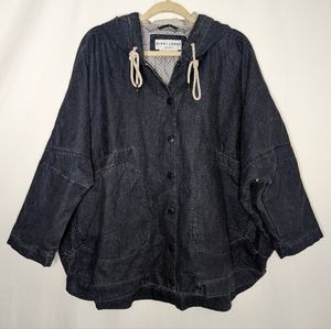 Nikki Jones Montreal Women's Navy Blue Linen Blend Hooded Anorak Jacket XS